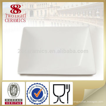 Plaques de dîner pas cher blanc dîner en porcelaine plaque carrée assiette plate-forme